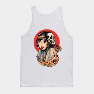 lady skull tattoo Tank Top